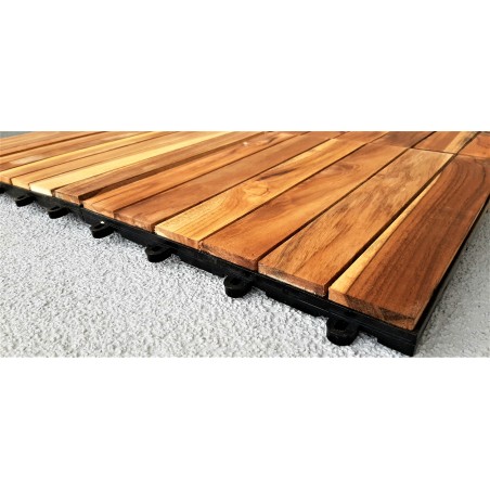 Olejované teakové terasové dlaždice "Indonesia" se šikmou přechodovou hranou, 30x30x2,4 cm, 1 ks