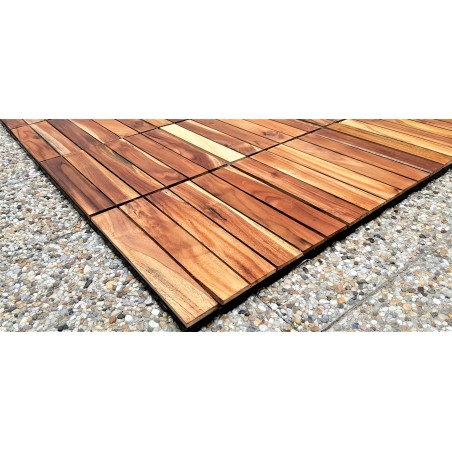 Olejované teakové terasové dlaždice "Indonesia" se šikmou přechodovou hranou, 30x30x2,4 cm, 1 ks